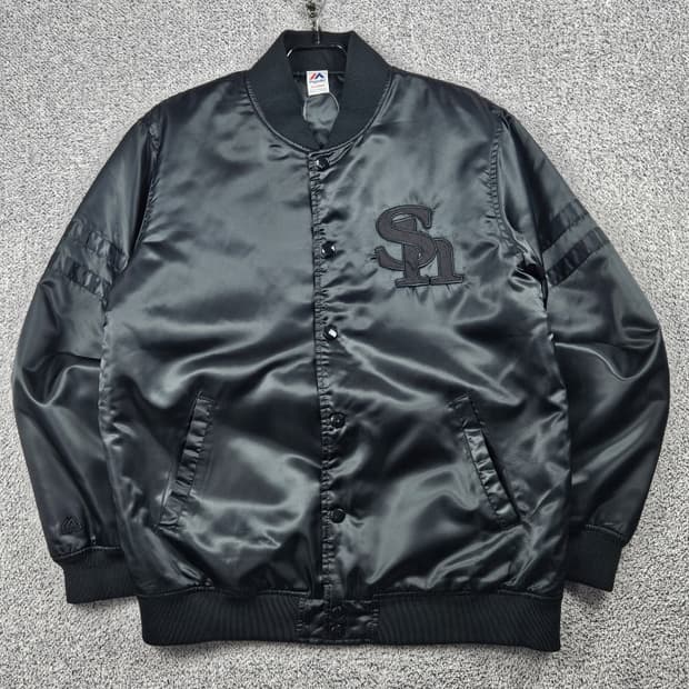 마제스틱 블랙 새틴 암스트라이프 스타디움 자켓 ( XL ) / 9941