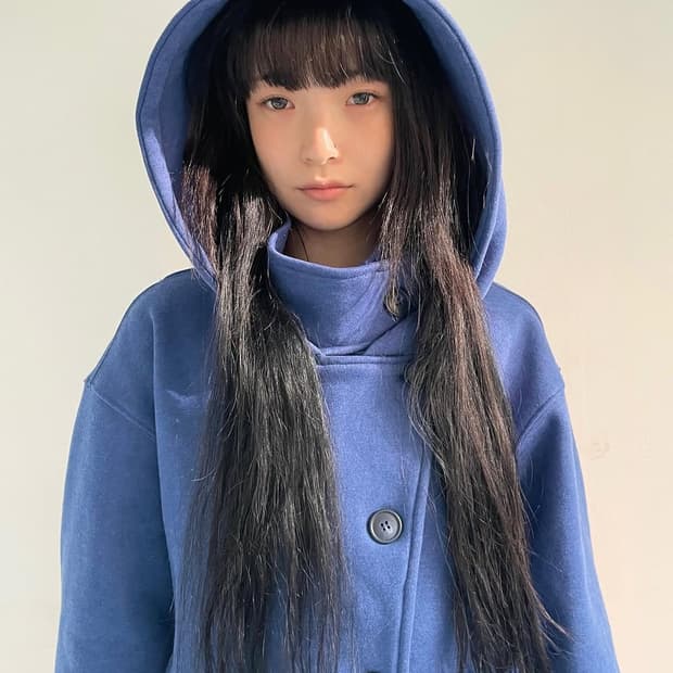 오스하이 OSHIGH 하이넥 후드집업 블루