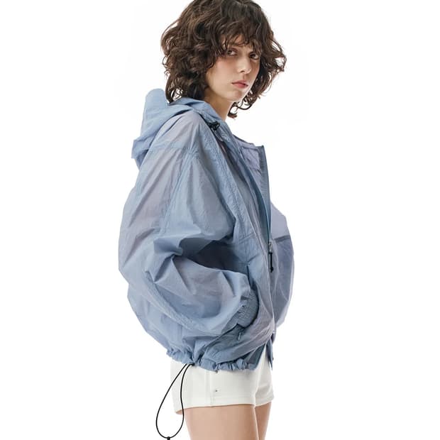 세컨모놀로그 Flap Sheer 윈드브레이커 바람막이 스카이블루