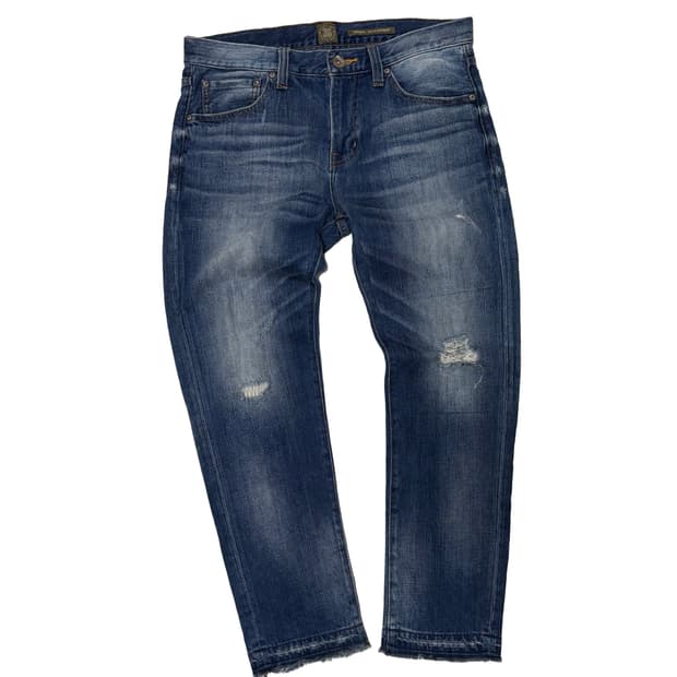 백넘버(Back Number) 빈티지 데미지 크롭 데님 팬츠