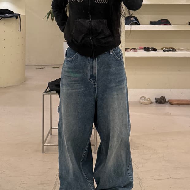 빈티지 카펜터 워싱 벌룬 데님 팬츠 U685