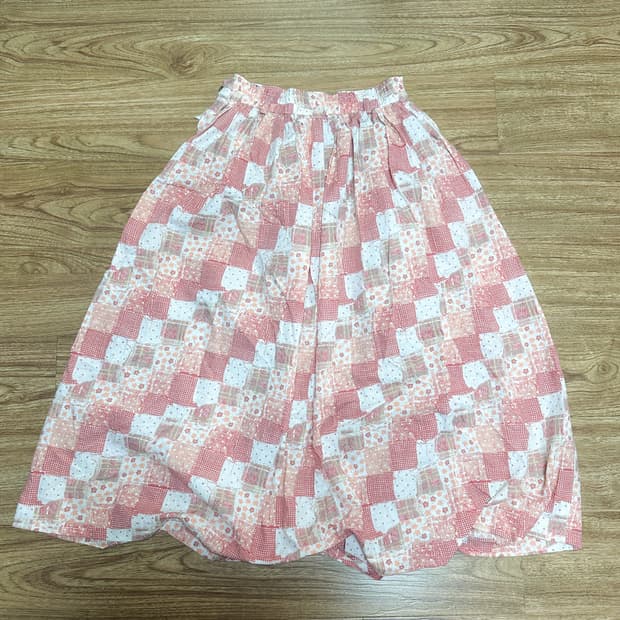 빈티지 핑크 패치워크 스커트 치마 모리걸 히메갸루 아오이유우 로걀