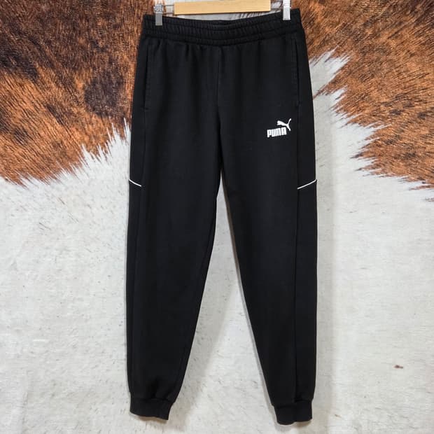 퓨마 블랙 코튼 약기모 조거 팬츠