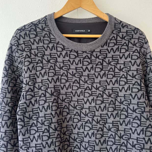 와이드앵글 남성 차콜그레이  울방풍라운드니트 골프니트 105