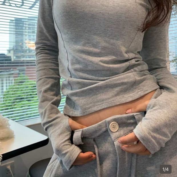 쉬인 엄지구멍 후드 티셔츠