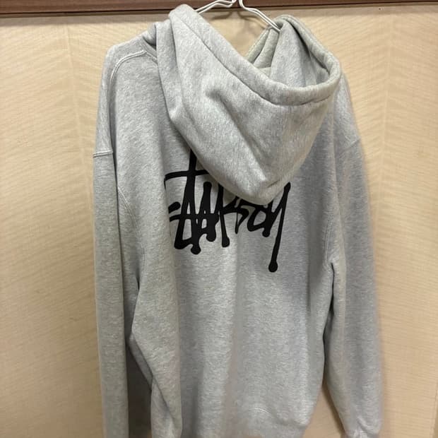 스투시 베이직 후드티 애쉬헤더 L