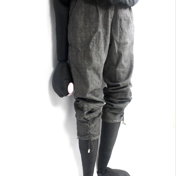 Charcoal Lace-Up Cropped capri Pants