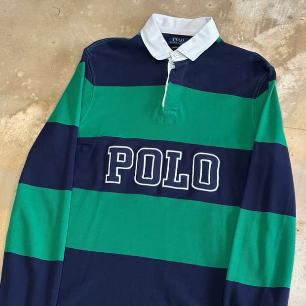 L 폴로랄프로렌 빅로고 스트라이프 럭비티