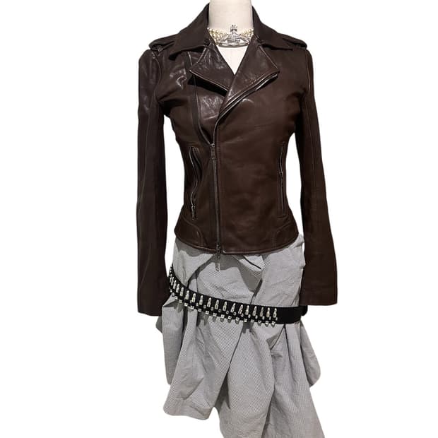 띠어리 리얼 레더 ykk지퍼 라이더 양가죽 자켓