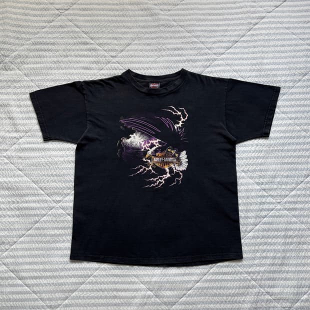 빈티지 할리데이비슨 라이트닝 티셔츠