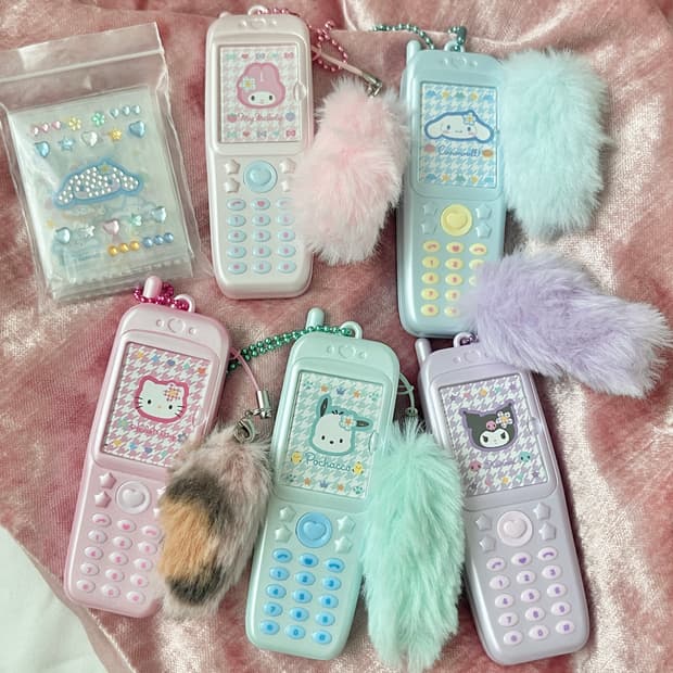 산리오 코갸루  헤이세이 피처폰 증사 포토 홀더 일괄 핸드폰 키링 갸루