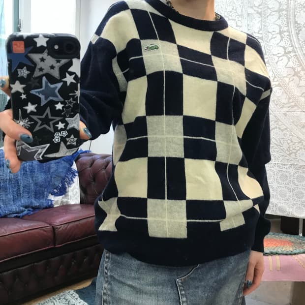 라코스테 서광 체크 니트 