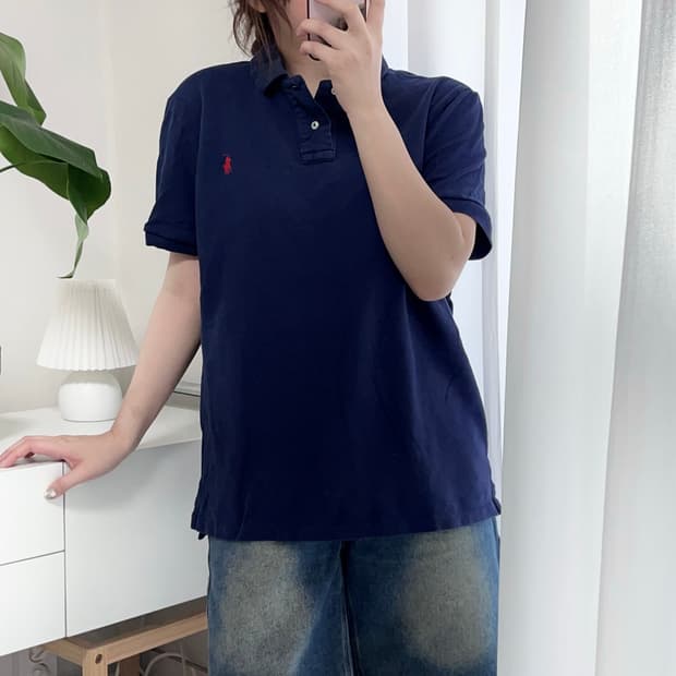 [정품] 폴로 네이비 / 레드포니 반팔카라티 [ L ]