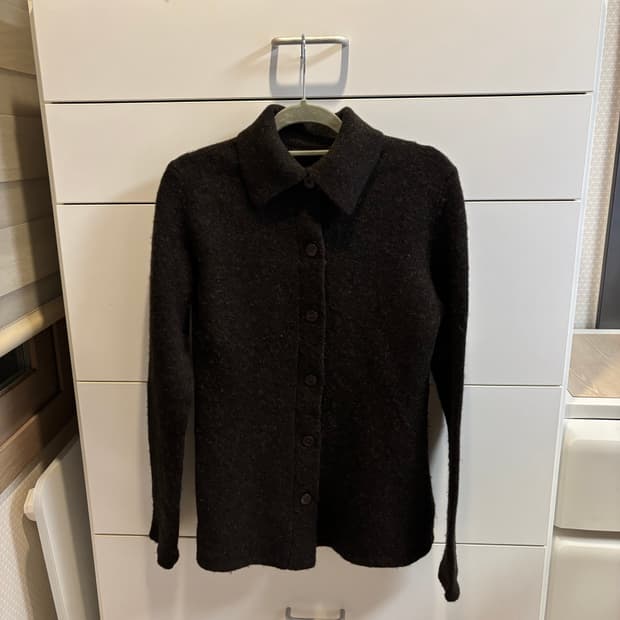  kiyoko takase 울 100% 브라운 니트 가디건