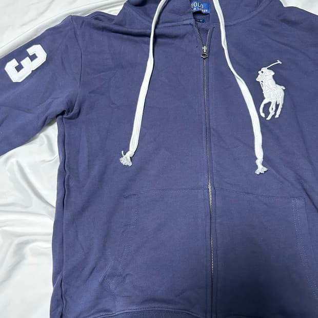 폴로 네이비 후드집업