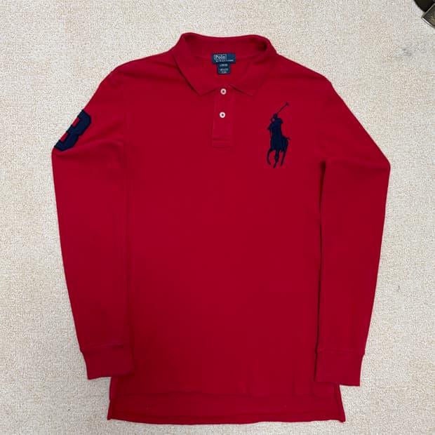 여성55-66) 폴로 랄프로렌 빅포니 긴팔 카라티 레드 치프키프