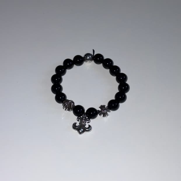 크롬하츠 BS fleur charm 10mm Bead Blracelet