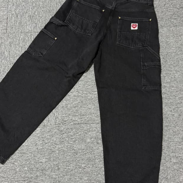 칼하트 WIP 내쉬 루즈 핏 더블 니 팬츠 블랙 S