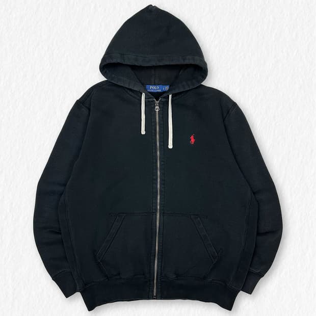 폴로랄프로렌 기모 후드집업 블랙