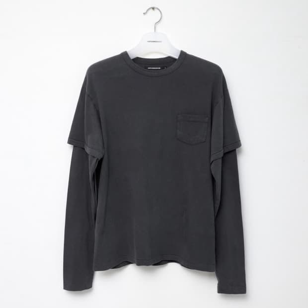 해칭룸 Split Tee Over Dyed Charcoal