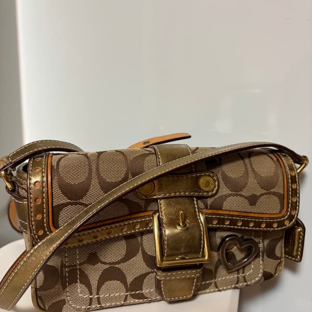 코치 시그니처 브라운 버클 숄더백 크로스백