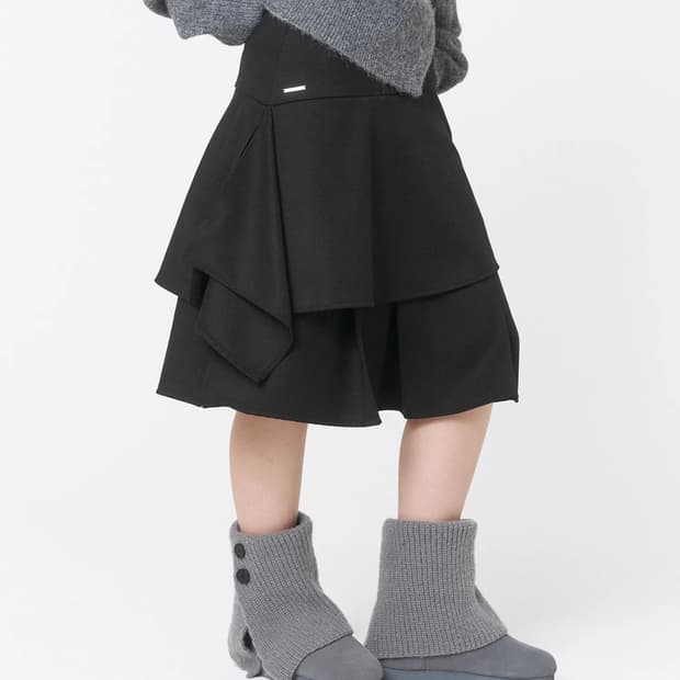 [1] 미세키 서울 세이 레이어드 미디 스커트 블랙