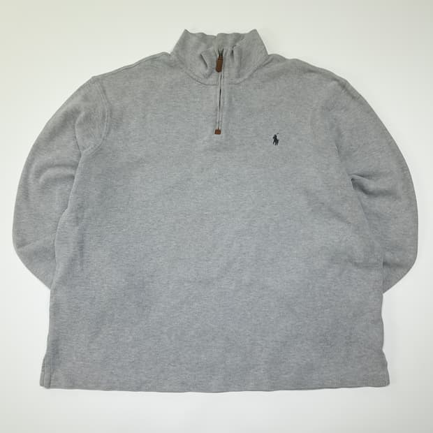 CL831 XL 폴로 90s 가죽풀러 라이트그레이 하프집업 스웻셔츠