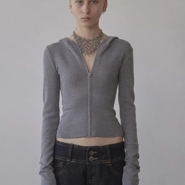 스컬프터 Silhouette Knit Zip-Up Hoodie