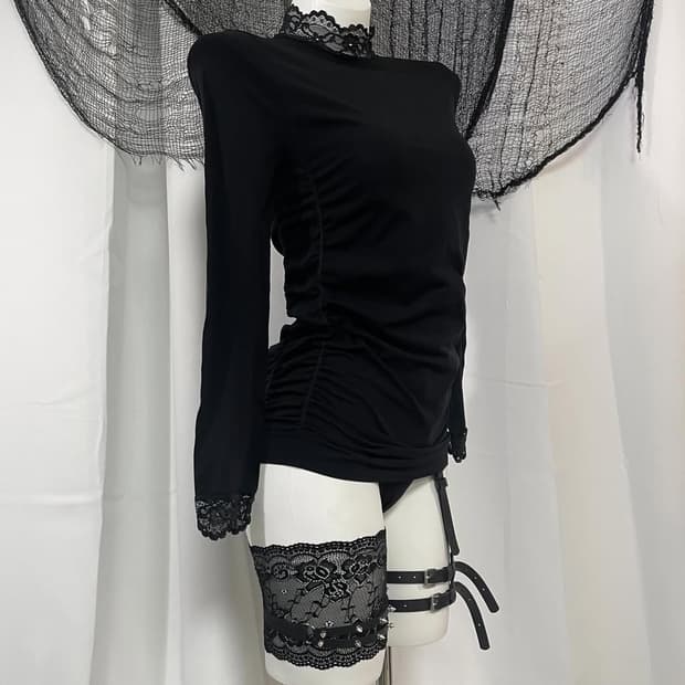 빈티지 블랙 레이스 탑 롱슬리브