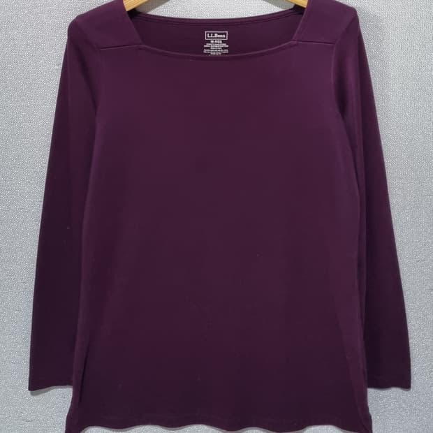 M (66) LLBEAN 엘엘빈 와인컬러 스퀘어넥 롱슬리브 긴팔티