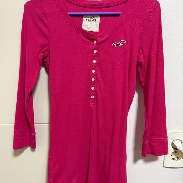 홀리스터 딱붙 7부 골지 티셔츠