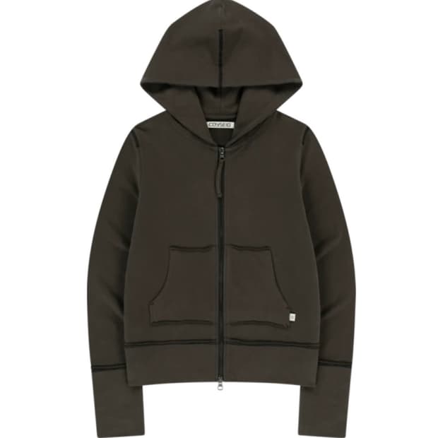 코이세이오 스티치 후드 집업 다크 브라운