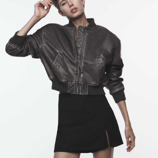 자라 레더 봄버자켓(블루종)