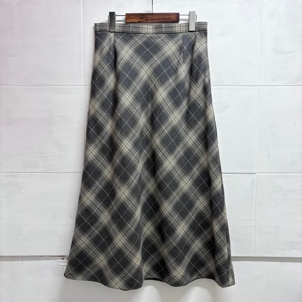 그레이 체크 울 롱 스커트 (JPN)