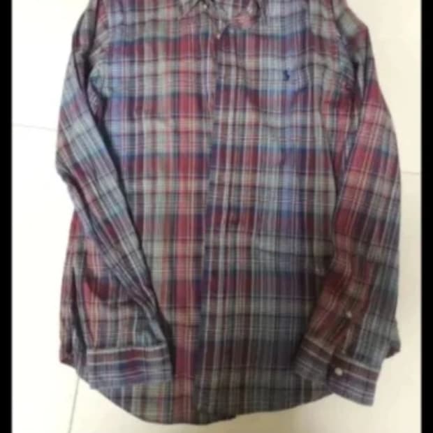 폴로 슬림핏 체크셔츠 L