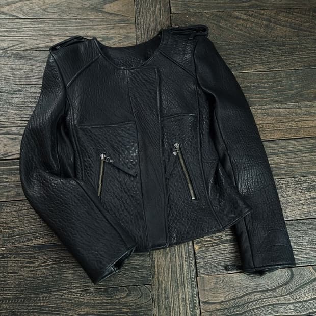 [빈티지] 리얼 램스킨 카라리스 사선 양가죽 자켓 블랙 M18819