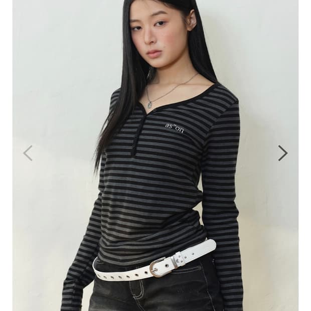 애즈온 ELLEN STRIPE TEE / BLACK