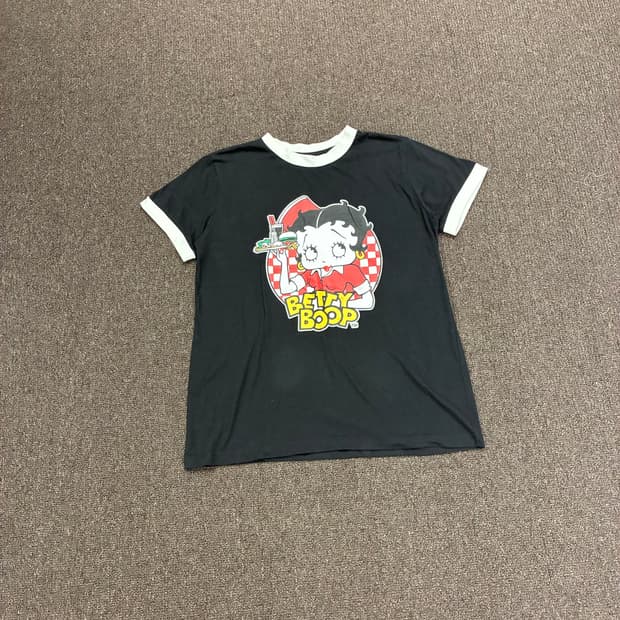 OS) Betty Boop 빈티지 여성 프린팅 링거티 반팔