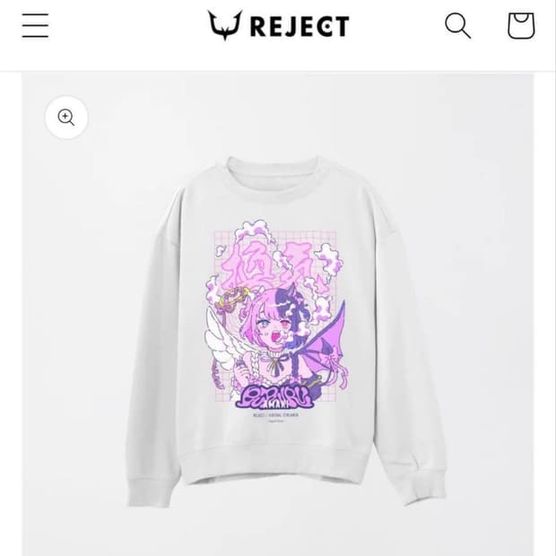 Reject 天鬼ぷるる 아마키푸루루 버튜버 굿즈 맨투맨 지뢰계