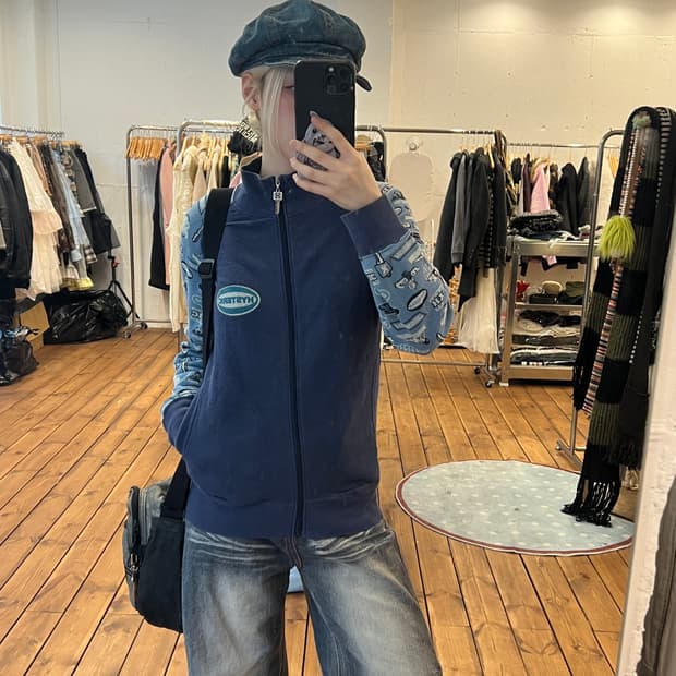 히스테릭글래머 블루 로고 패치 집업