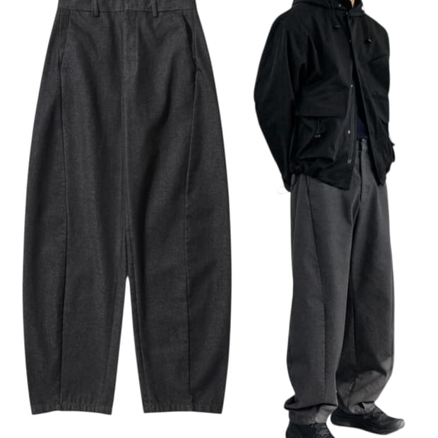 (XL) 인템포무드 커브드 와이드 데님팬츠