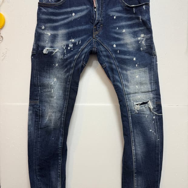 디스퀘어드2 화이트 페인팅 데미지 청바지 48