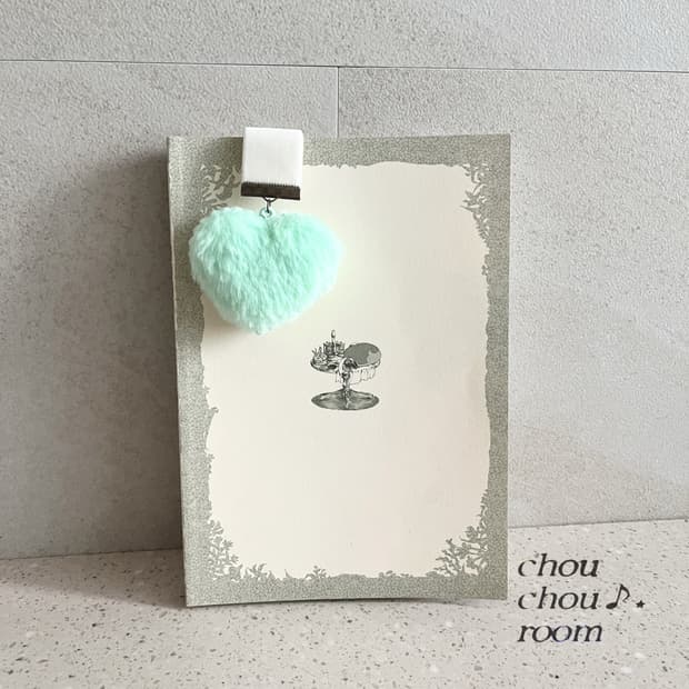 민트 솜하트 책갈피 ⊰mint fluffy heart⊱ bookmark
