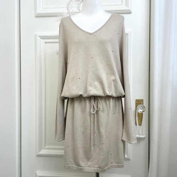 beige star point waist shirring knit opc