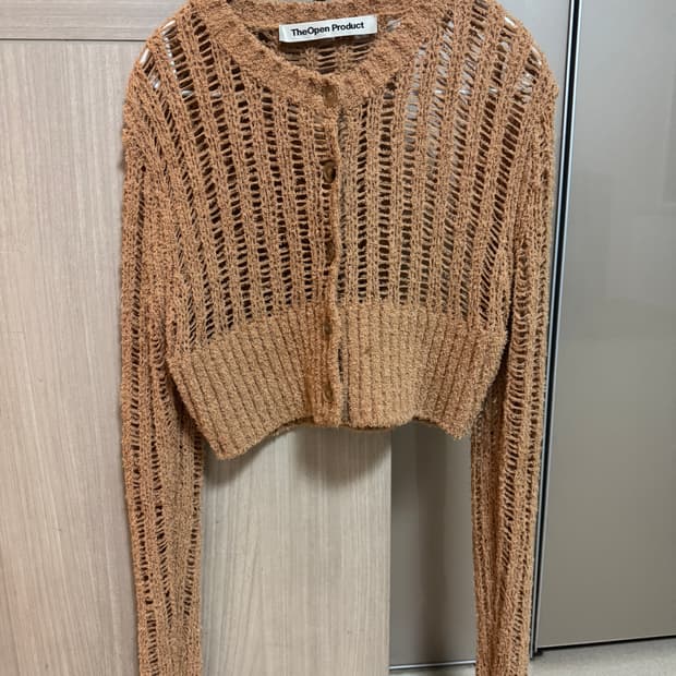 그물 크롭 가디건