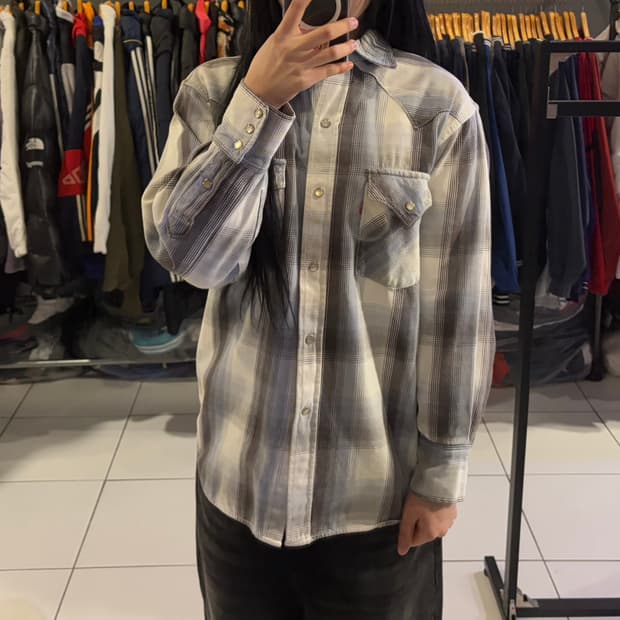 리바이스 웨스턴 투포켓 체크셔츠 L