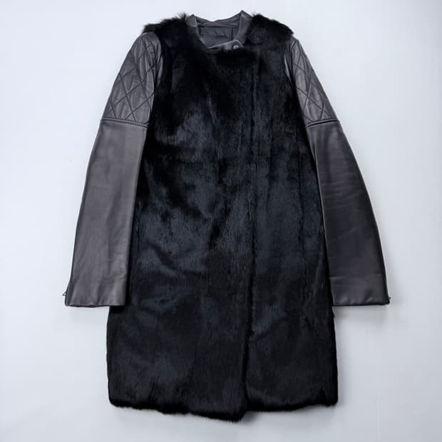 epitaph 래빗퍼&카멜 가죽 롱 무스탕