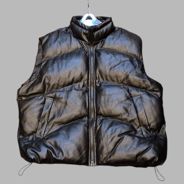 FREE(착샷잇음) 블랙 버핑레더 패딩조끼 