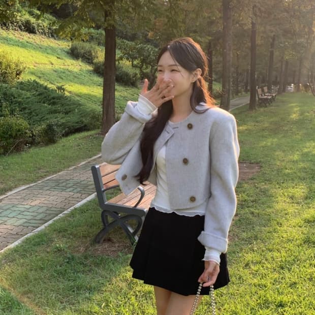 (새상품)더블 버튼 핸드메이드 숏 코트