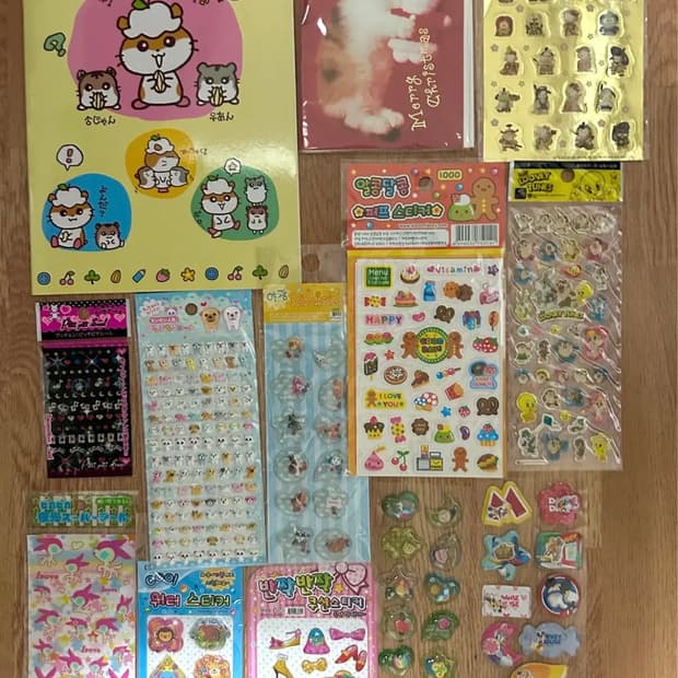 일본,한국 고전문구 처분(산리오,쿠리링,키티,헤이세이) 노트 카드 스티커
